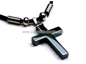 Hematite Cross Pendant 23x34mm